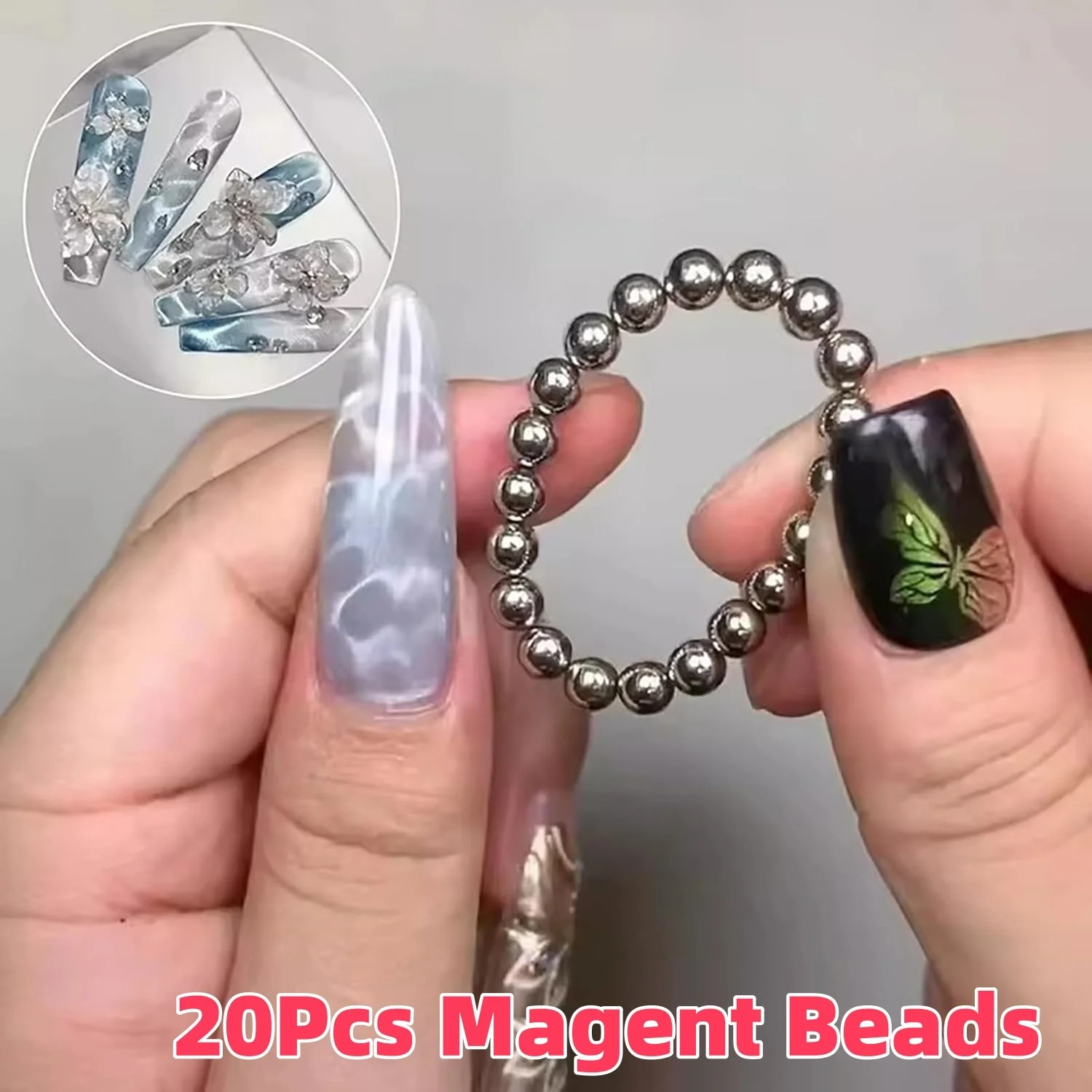 20Pcs Round Nail Magnet Beads  - Cucumber Cooling Gel บทวิจารณ์และราคา