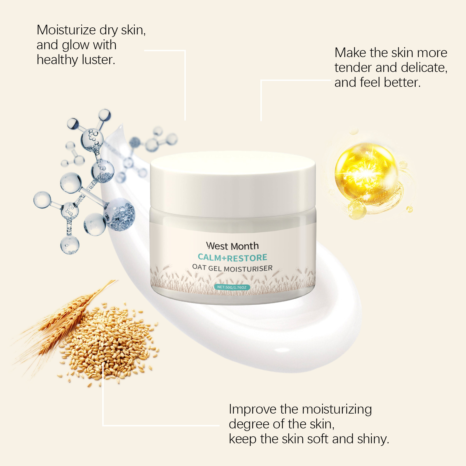 50g Oat Moisturizing Face Crea - Skincare Oat บทวิจารณ์และราคา
