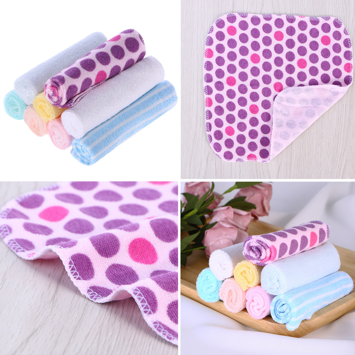 8Pcs Soft Cotton Baby Hand Tow - Skincare Newborn บทวิจารณ์และราคา